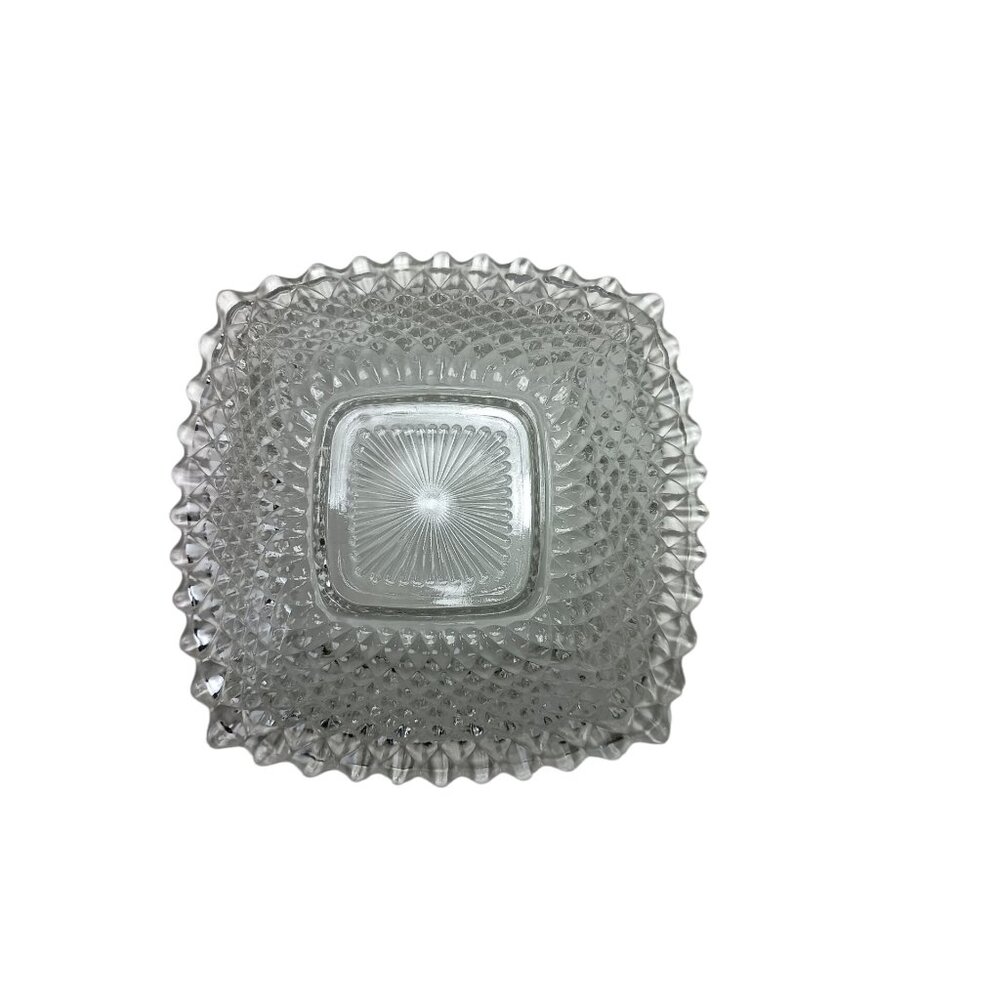 Indiana Clear Glass Diamond Quilt Square Candy Dish Nut Snack Bowl Vintage - Picture 7 of 9